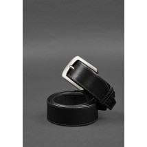Кожаный ремень 40 мм черный со светло-серой нитью