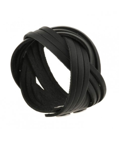 Leather bracelet braided black