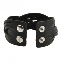 Leather bracelet braided black