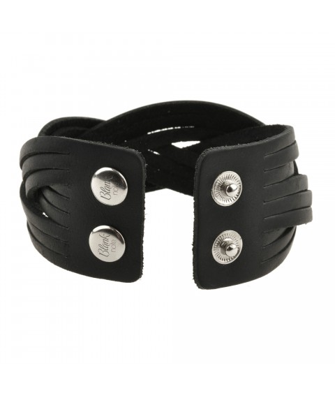 Leather bracelet braided black