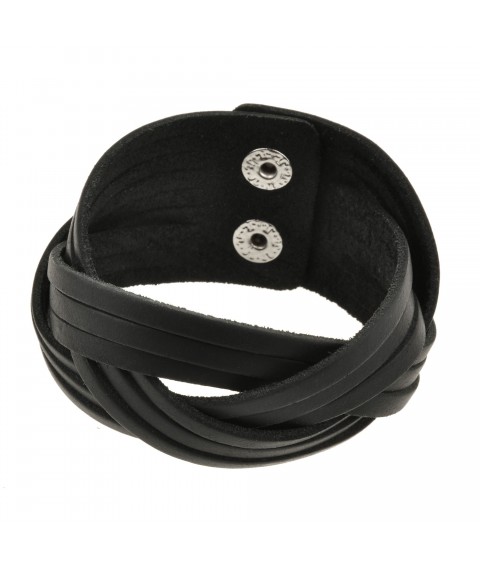 Leather bracelet braided black