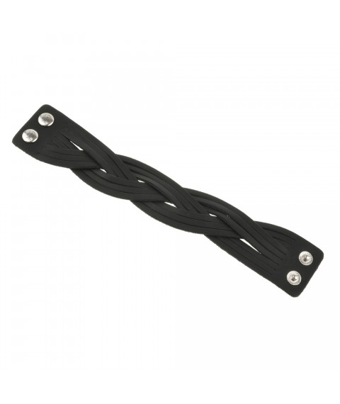 Leather bracelet braided black