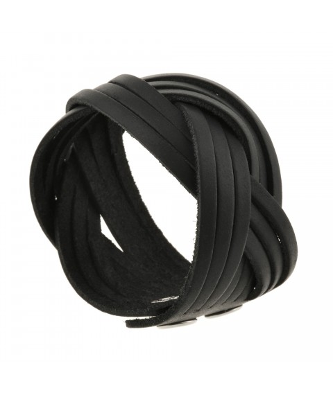 Leather bracelet braided black