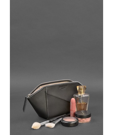 Women's black leather cosmetic bag 2.0 Crust