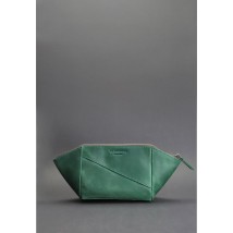 Women's leather cosmetic bag 2.0 green Crazy Horse