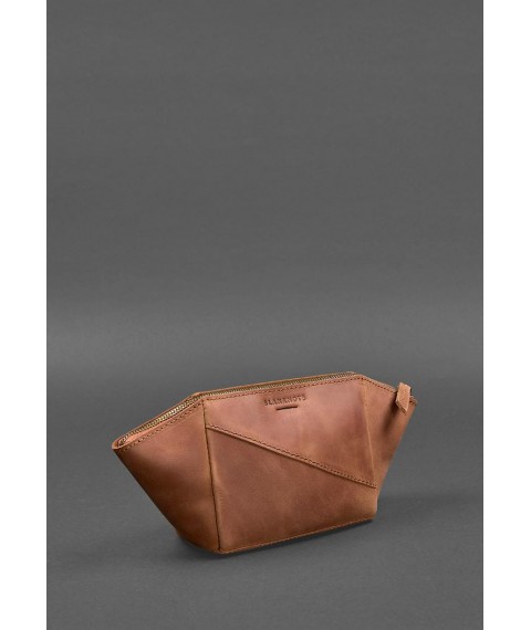 Women's leather cosmetic bag 2.0 light brown Crazy Horse
