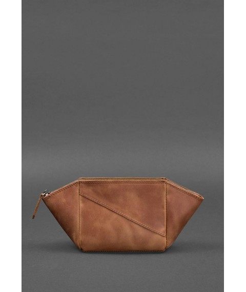 Women's leather cosmetic bag 2.0 light brown Crazy Horse