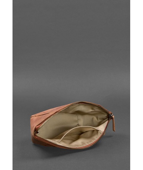 Women's leather cosmetic bag 2.0 light brown Crazy Horse