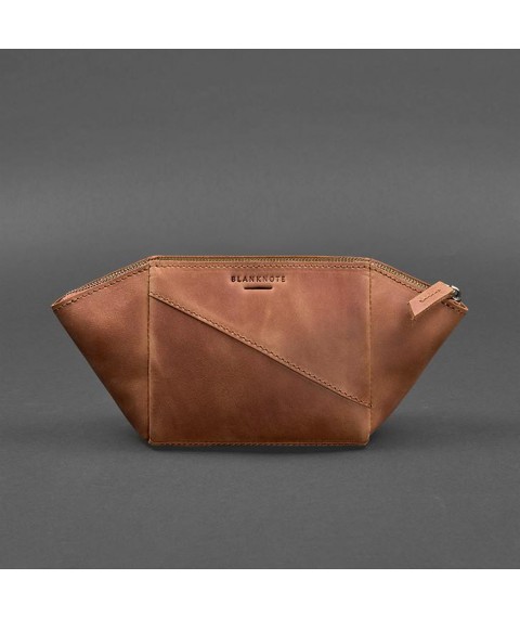 Women's leather cosmetic bag 2.0 light brown Crazy Horse