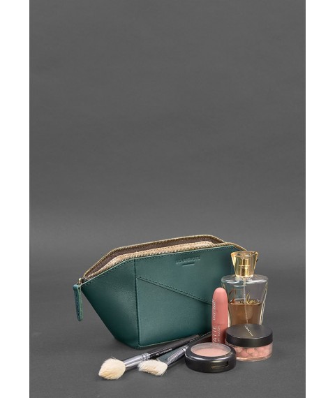 Women's leather cosmetic bag 2.0 Crust green