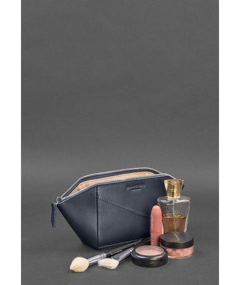 Women's leather cosmetic bag 2.0 Crust dark blue