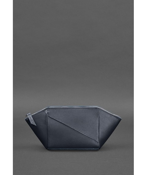 Women's leather cosmetic bag 2.0 Crust dark blue