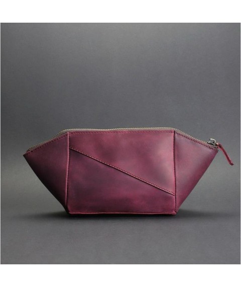 Women's leather cosmetic bag 2.0 burgundy Crazy Horse