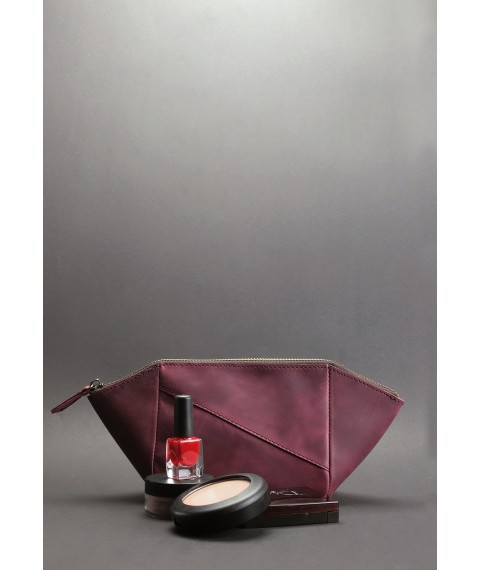 Women's leather cosmetic bag 2.0 burgundy Crazy Horse