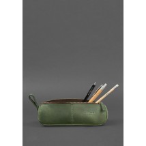 Leather toiletry case (case for glasses) 4.0 Green Crazy Horse