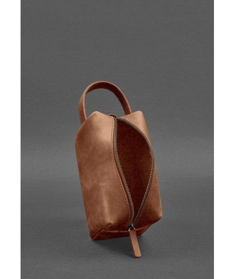 Leather cosmetic bag 5.0 Light brown Crazy Horse