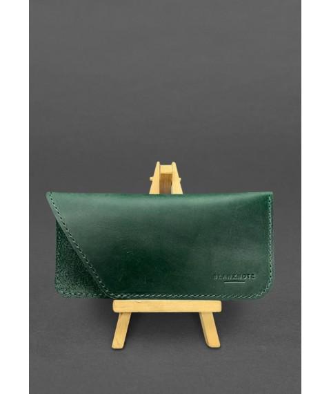 Leather glasses case Green Crazy Horse