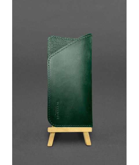 Leather glasses case Green Crazy Horse