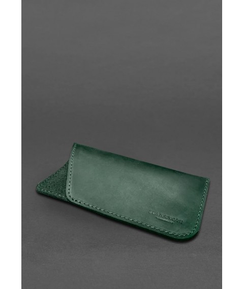 Leather glasses case Green Crazy Horse