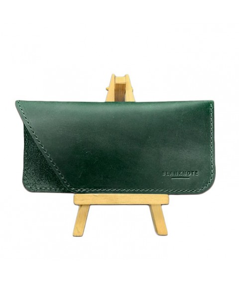 Leather glasses case Green Crazy Horse