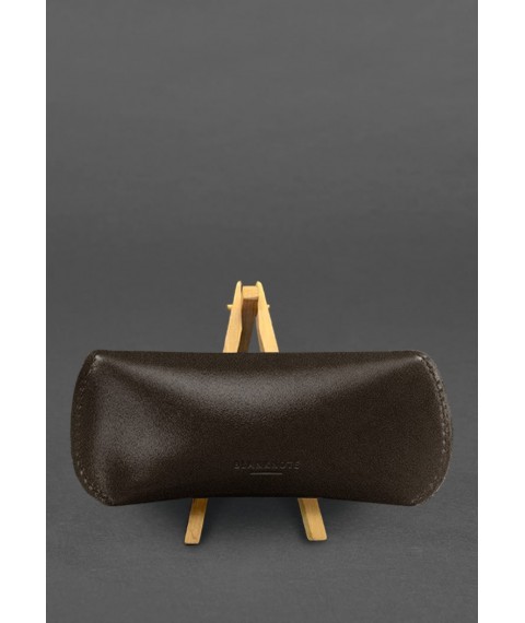 Leather glasses case with magnetic flap Dark brown Crust