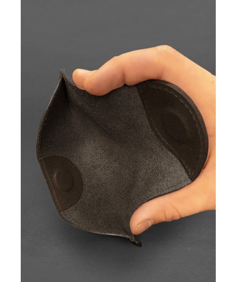 Leather glasses case with magnetic flap Dark brown Crust