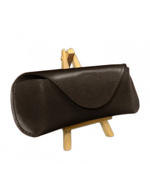 Leather glasses case with magnetic flap Dark brown Crust