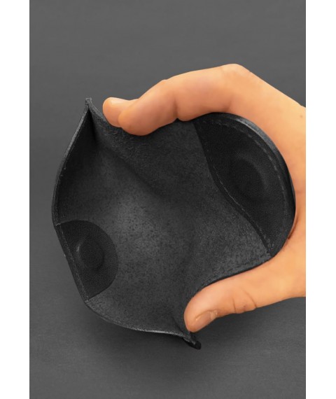 Leather case for glasses with magnetic flap Black Crust