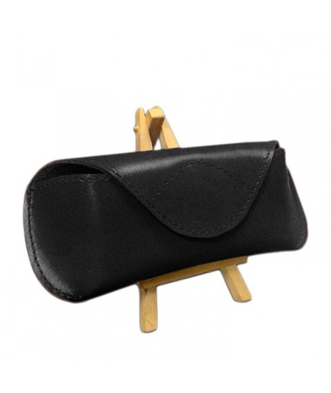 Leather case for glasses with magnetic flap Black Crust