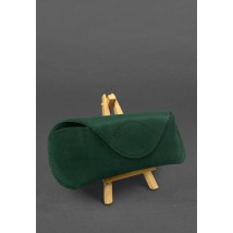 Leather glasses case with magnetic flap Green Crazy Horse