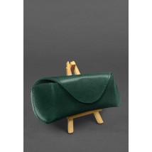 Leather case for glasses with a magnetic flap Green Crust