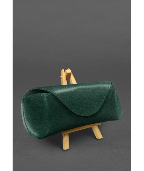 Leather case for glasses with a magnetic flap Green Crust