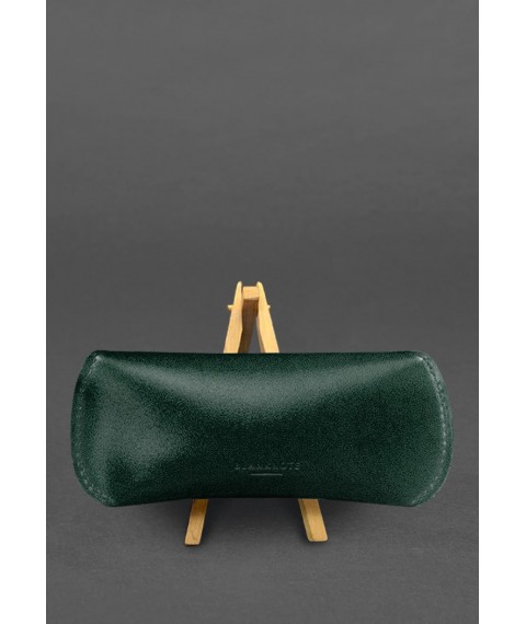 Leather case for glasses with a magnetic flap Green Crust