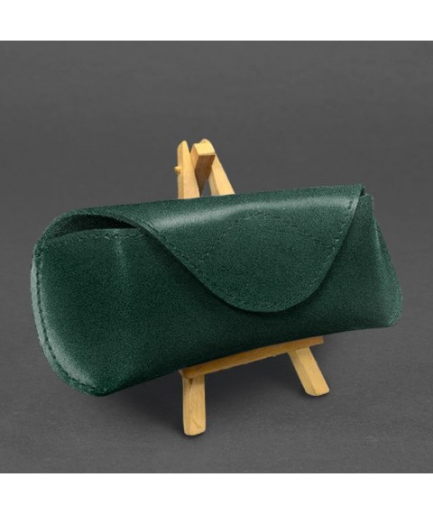 Leather case for glasses with a magnetic flap Green Crust