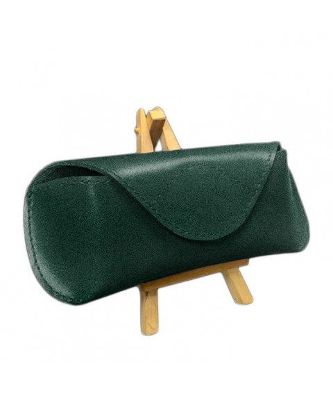 Leather case for glasses with a magnetic flap Green Crust