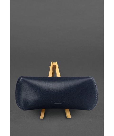 Leather glasses case with magnetic flap Dark blue Crust