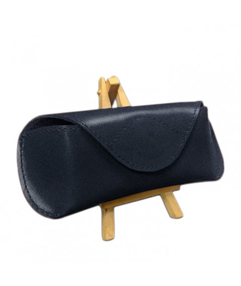 Leather glasses case with magnetic flap Dark blue Crust