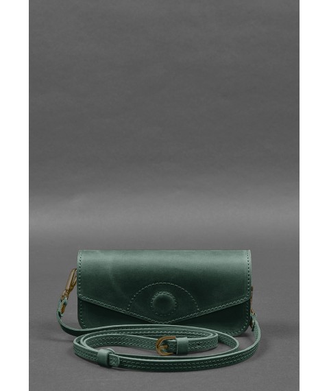 Leather glasses case (mini bag) green Crazy Horse