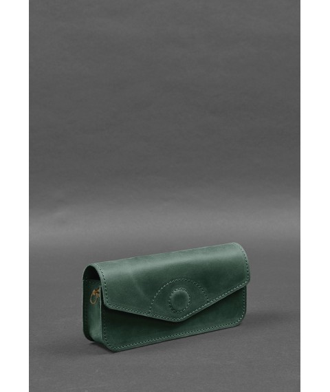 Leather glasses case (mini bag) green Crazy Horse