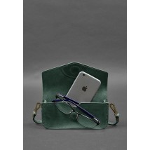 Leather glasses case (mini bag) green Crazy Horse