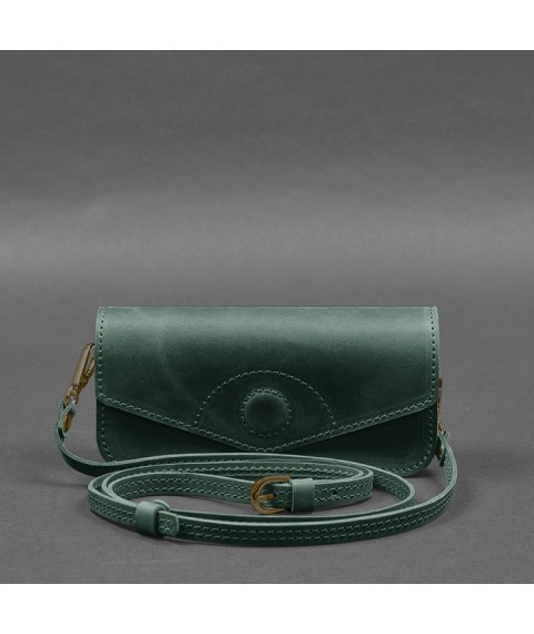 Leather glasses case (mini bag) green Crazy Horse