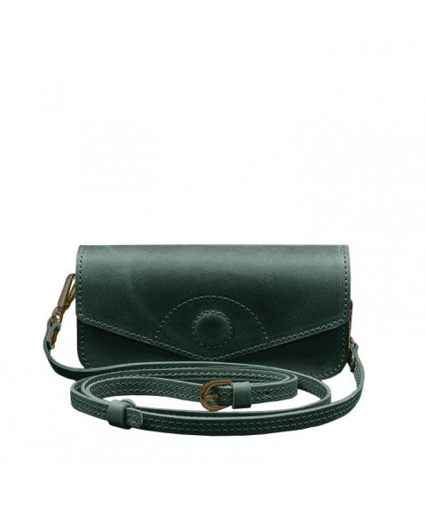 Leather glasses case (mini bag) green Crazy Horse