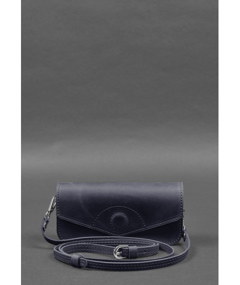 Leather glasses case (mini bag) blue Crazy Horse