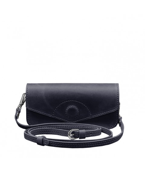 Leather glasses case (mini bag) blue Crazy Horse