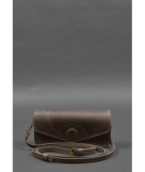 Leather glasses case (mini bag) dark brown Crazy Horse