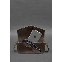 Шкіряна сумка-футляр для окулярів (міні-сумка) темно-коричневий Crazy Horse