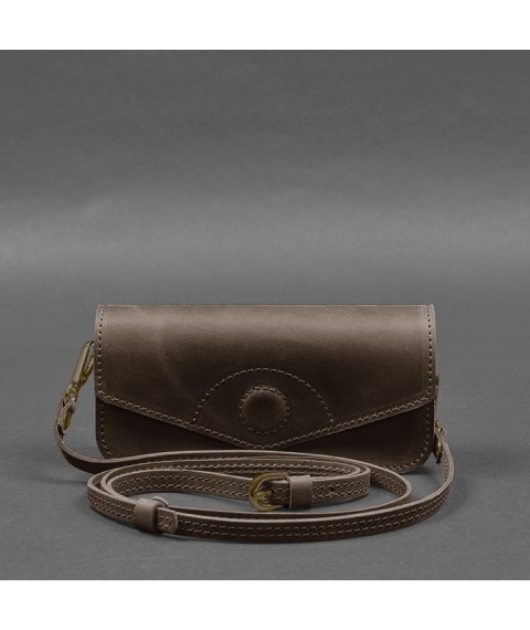 Leather glasses case (mini bag) dark brown Crazy Horse