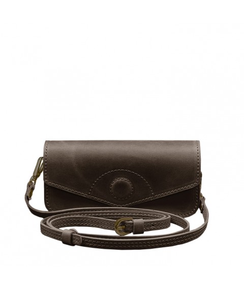Leather glasses case (mini bag) dark brown Crazy Horse