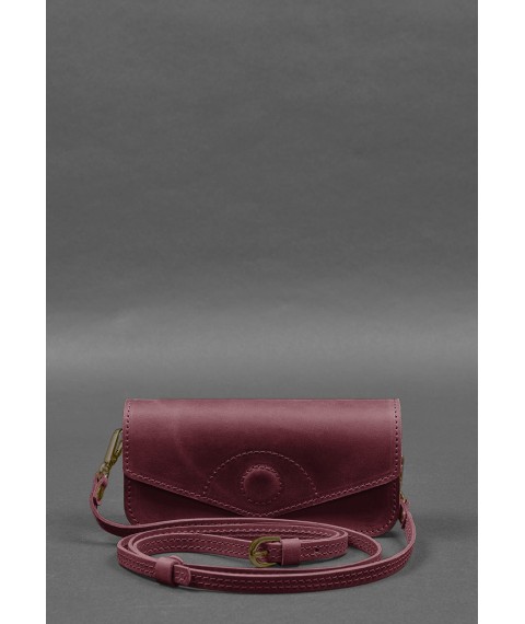 Leather glasses case (mini bag) burgundy Crazy Horse