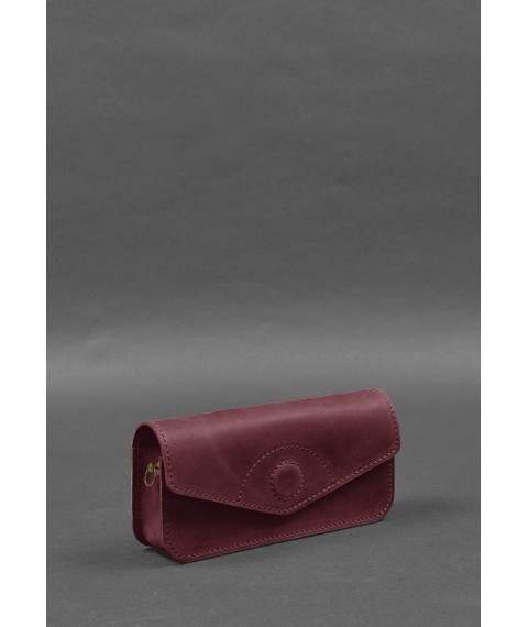 Leather glasses case (mini bag) burgundy Crazy Horse